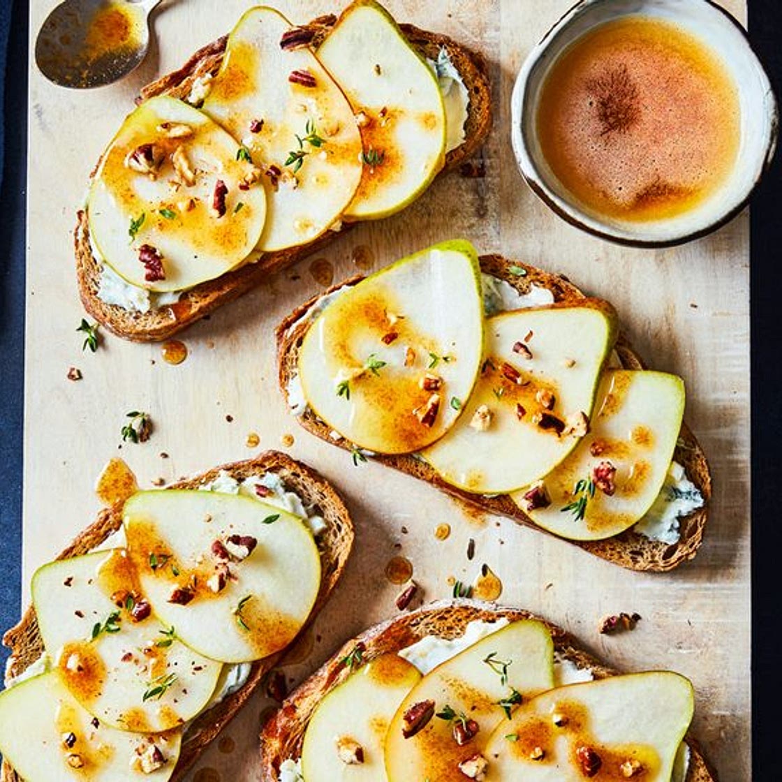 Pear and blue cheese toasts