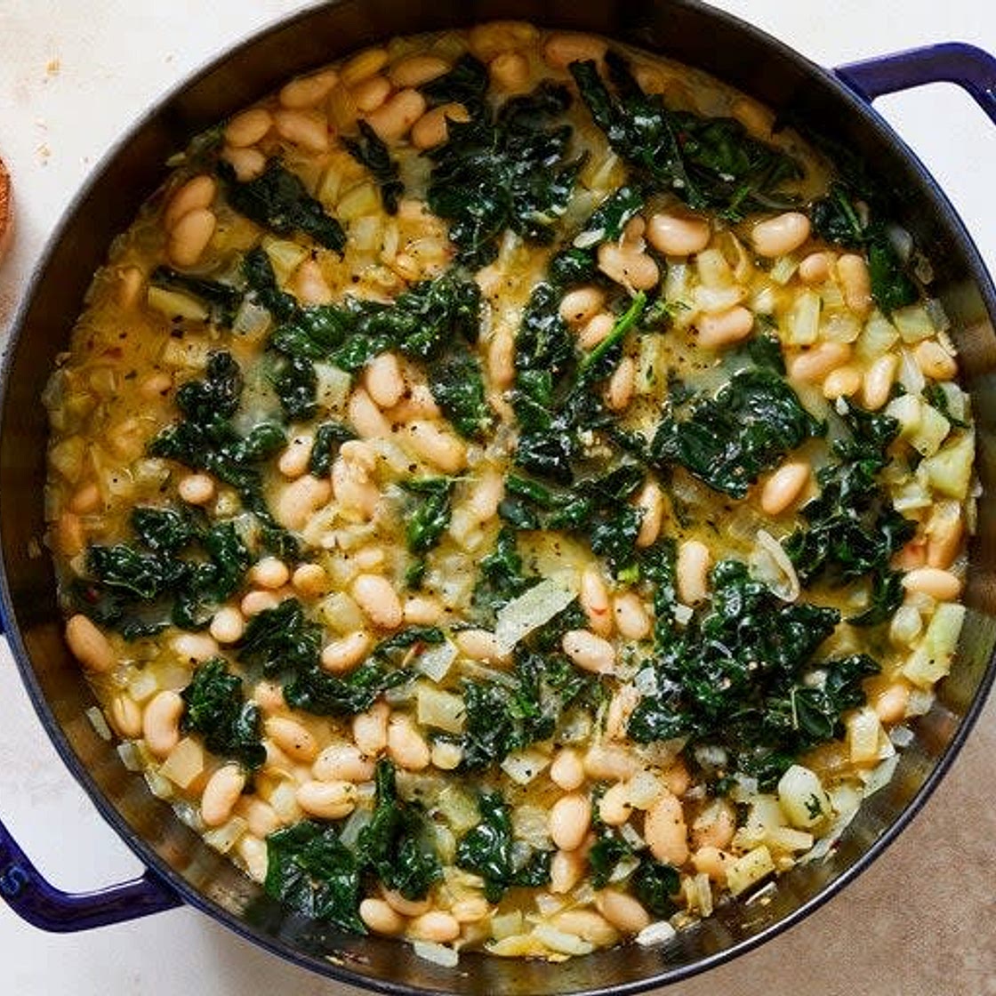 NYT Braised White Beans and Greens With Parmesan 