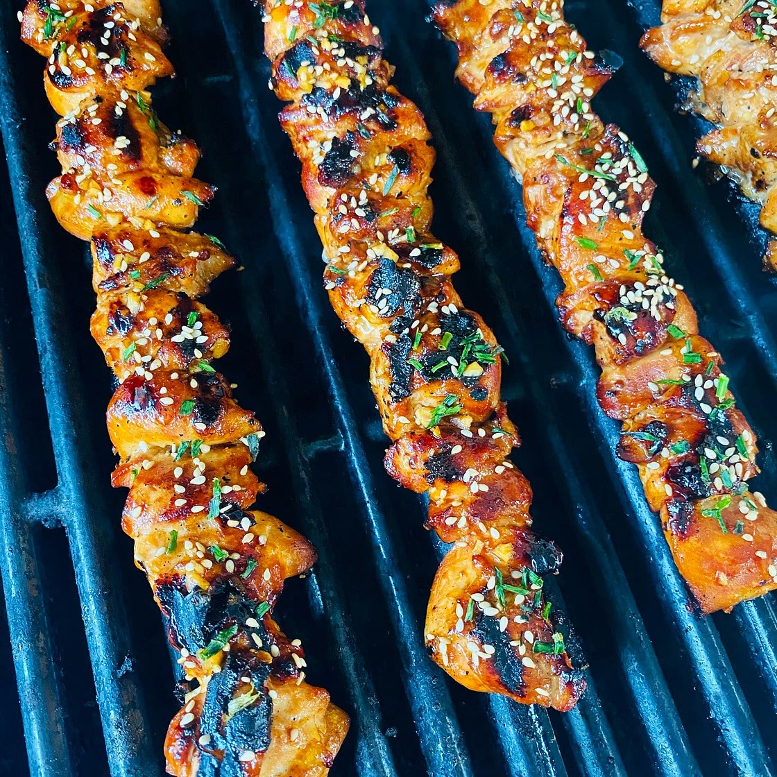 Grilled Maple Sriracha Chicken Skewers