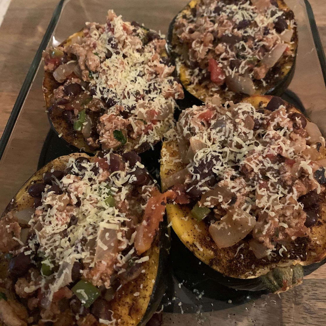 Chicken Chili Stuffed Acorn Squash