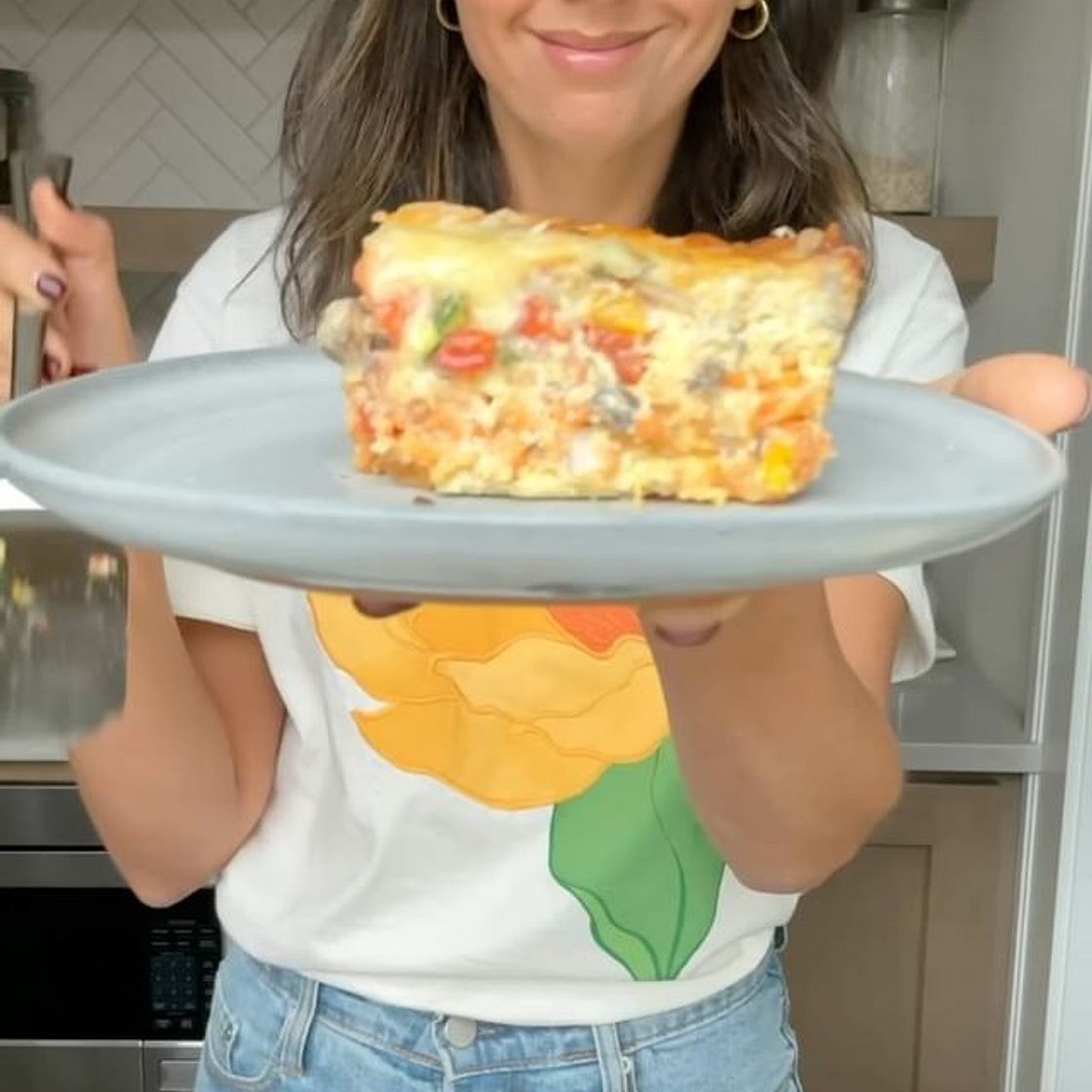 Crispy Sweet Potato Puffs, any vegetables, eggs and shredded che