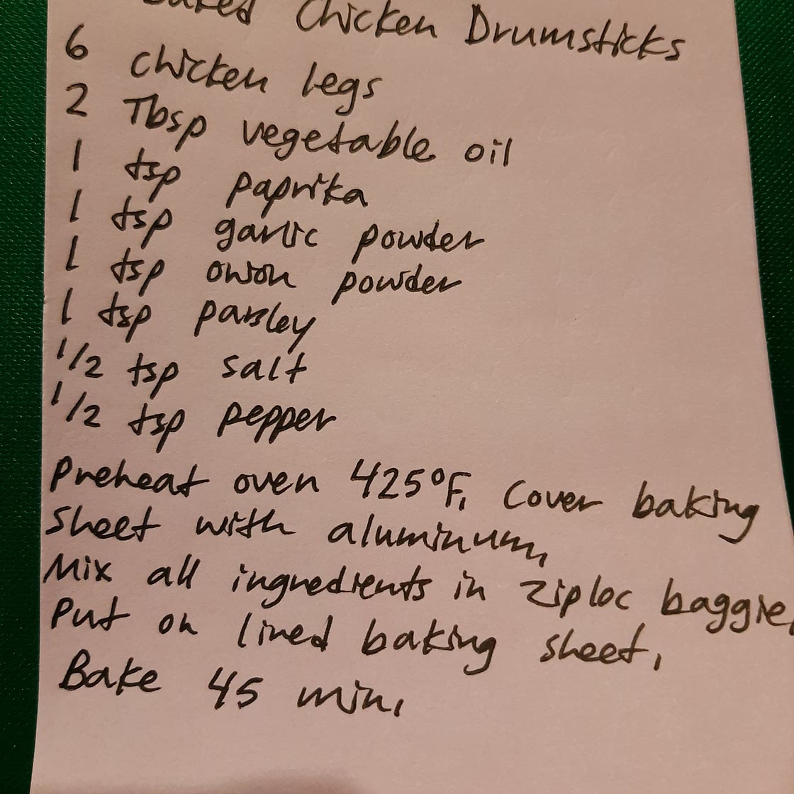 Baked Chicken Legs