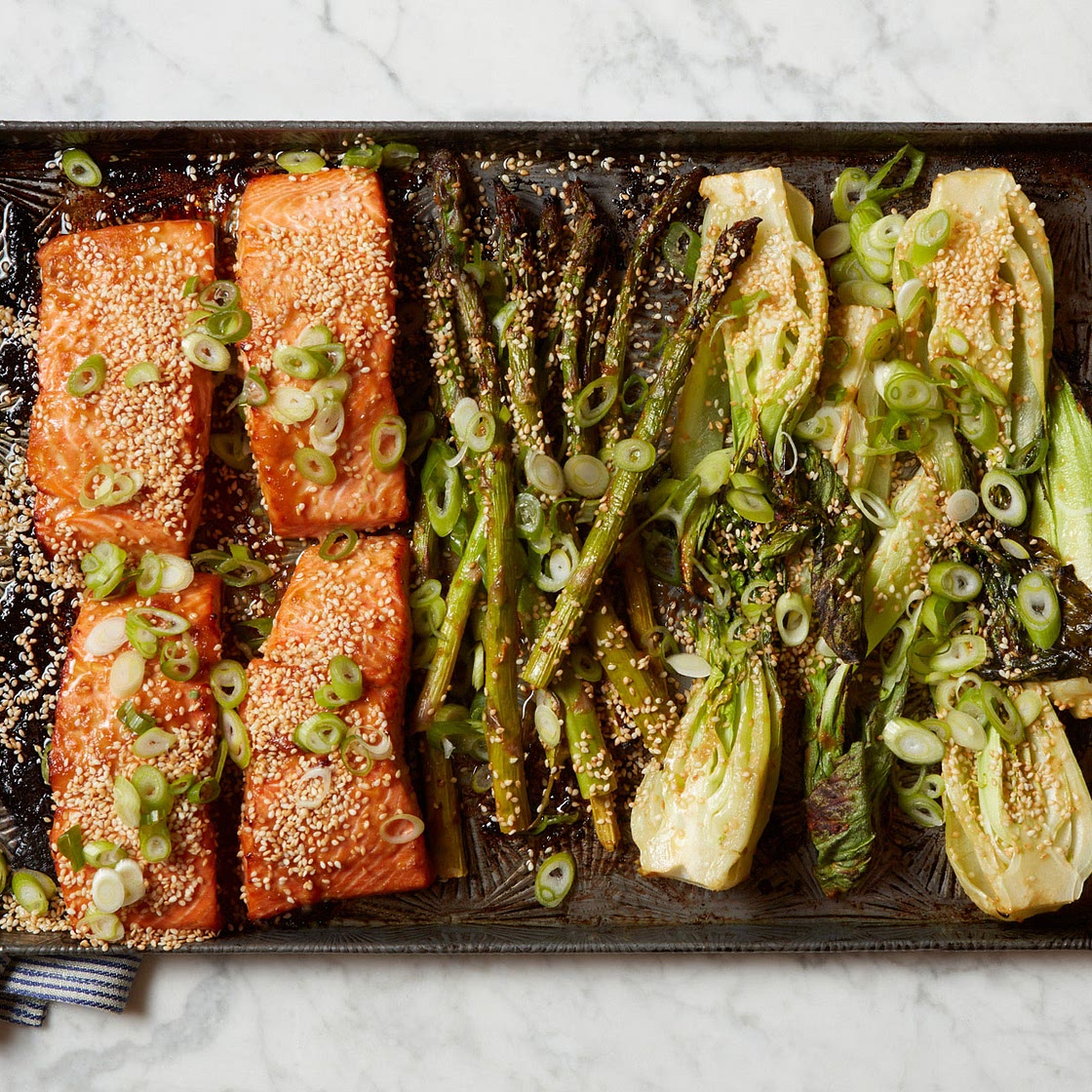 Miso Salmon with Bok Choy and Asparagus