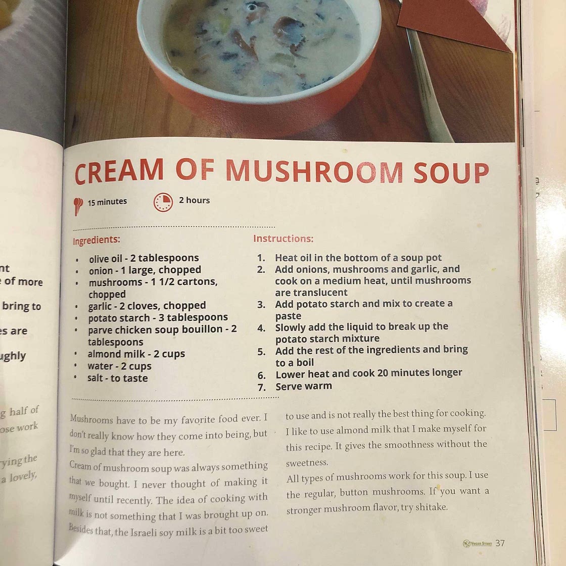 Vegan Cream of Mushroom Soup (by Rena Reich)