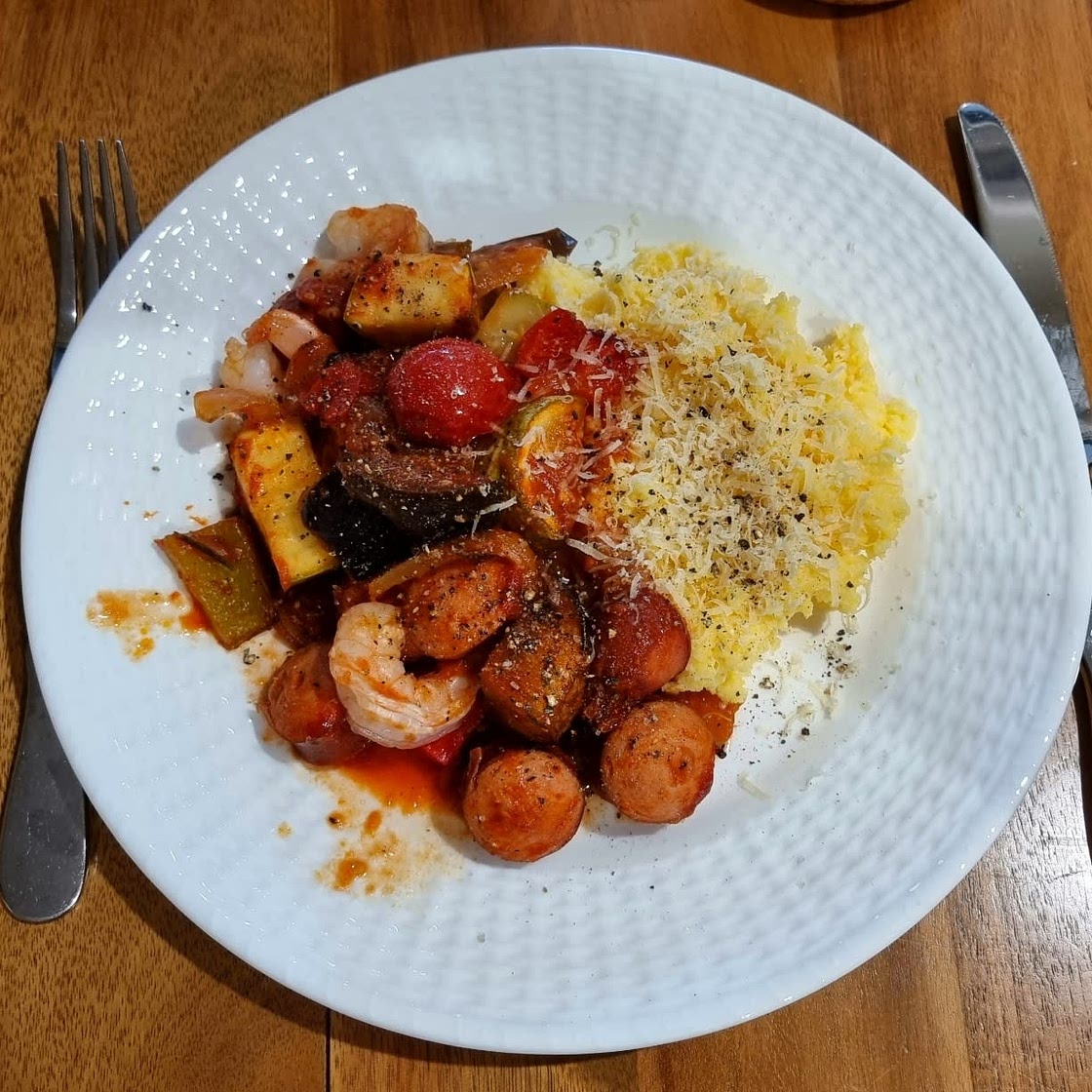 Cajun Shrimp and Sausage Vegetable Skillet