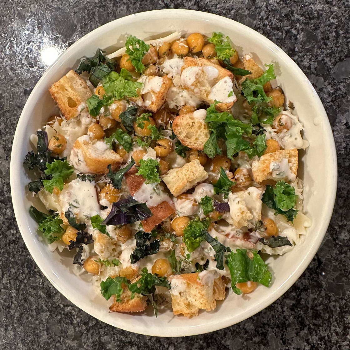 Kale Caesar Pasta Salad