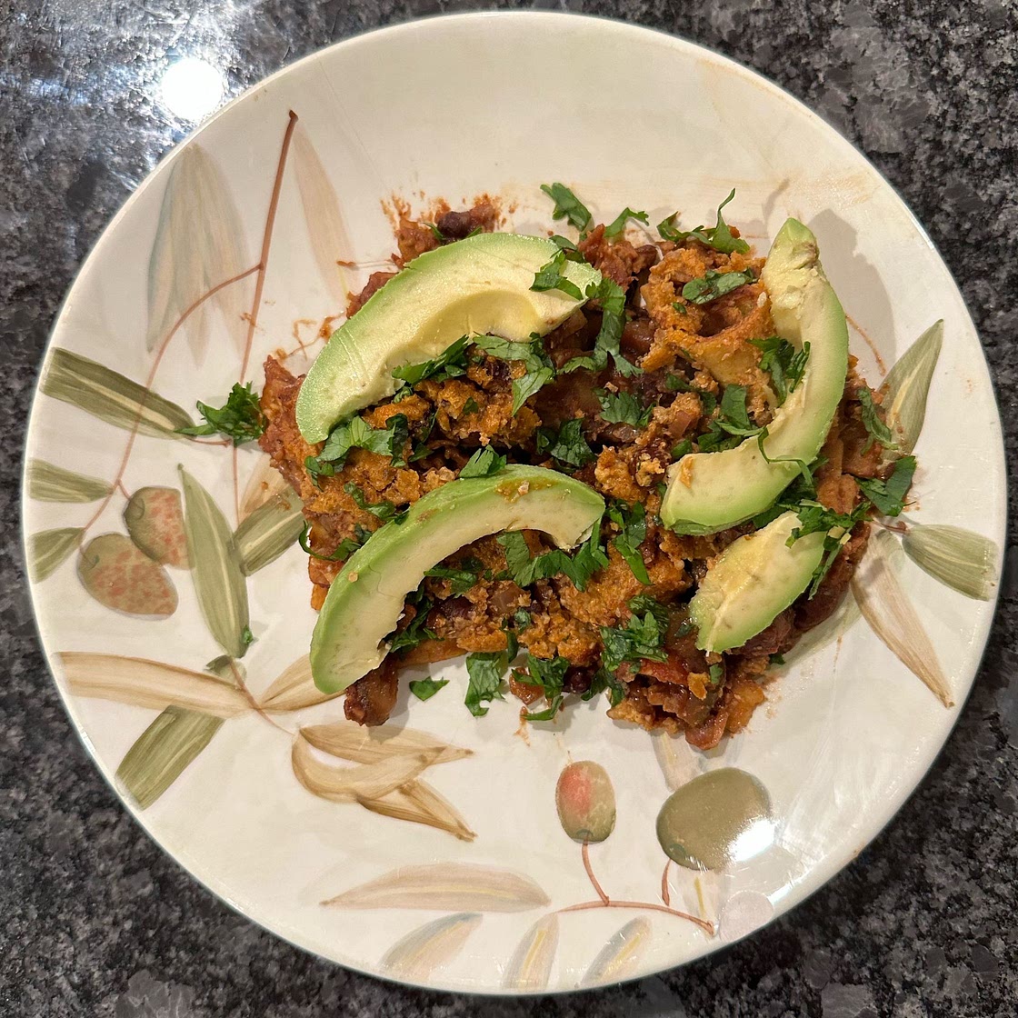 Lazy Chopped Vegan Enchiladas in a Skillet