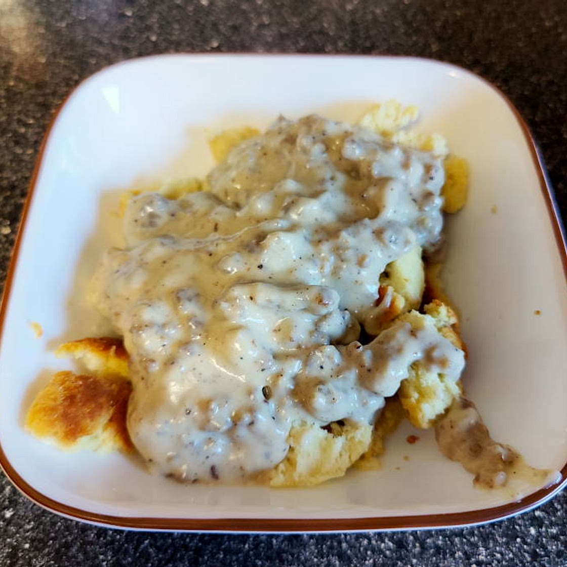 Hearty Buttermilk Biscuits and Sausage Gravy