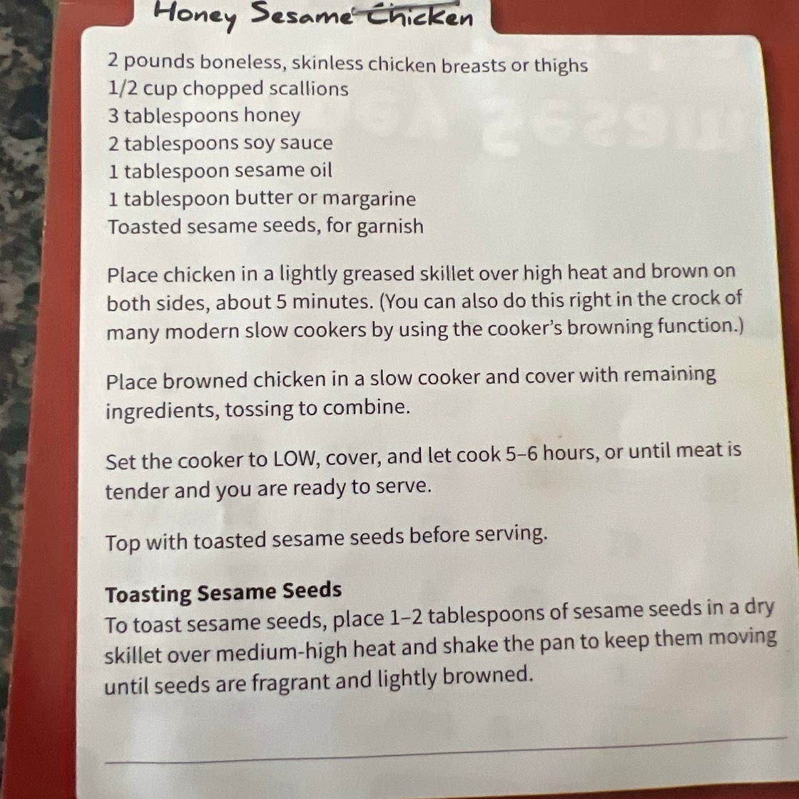 Honey Sesame Chicken