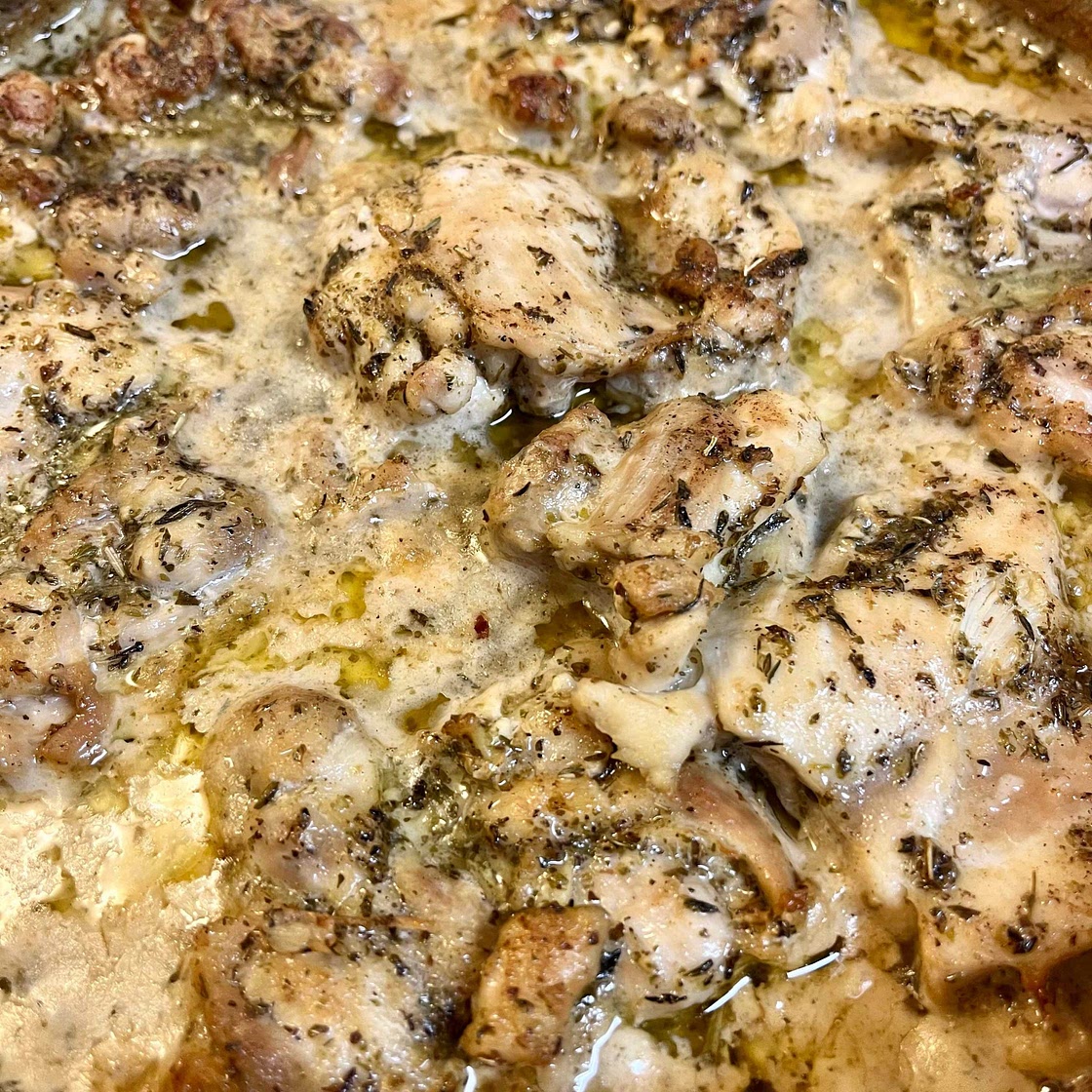 One pan Baked Chicken with Garlic Parmesan Cream Sauce