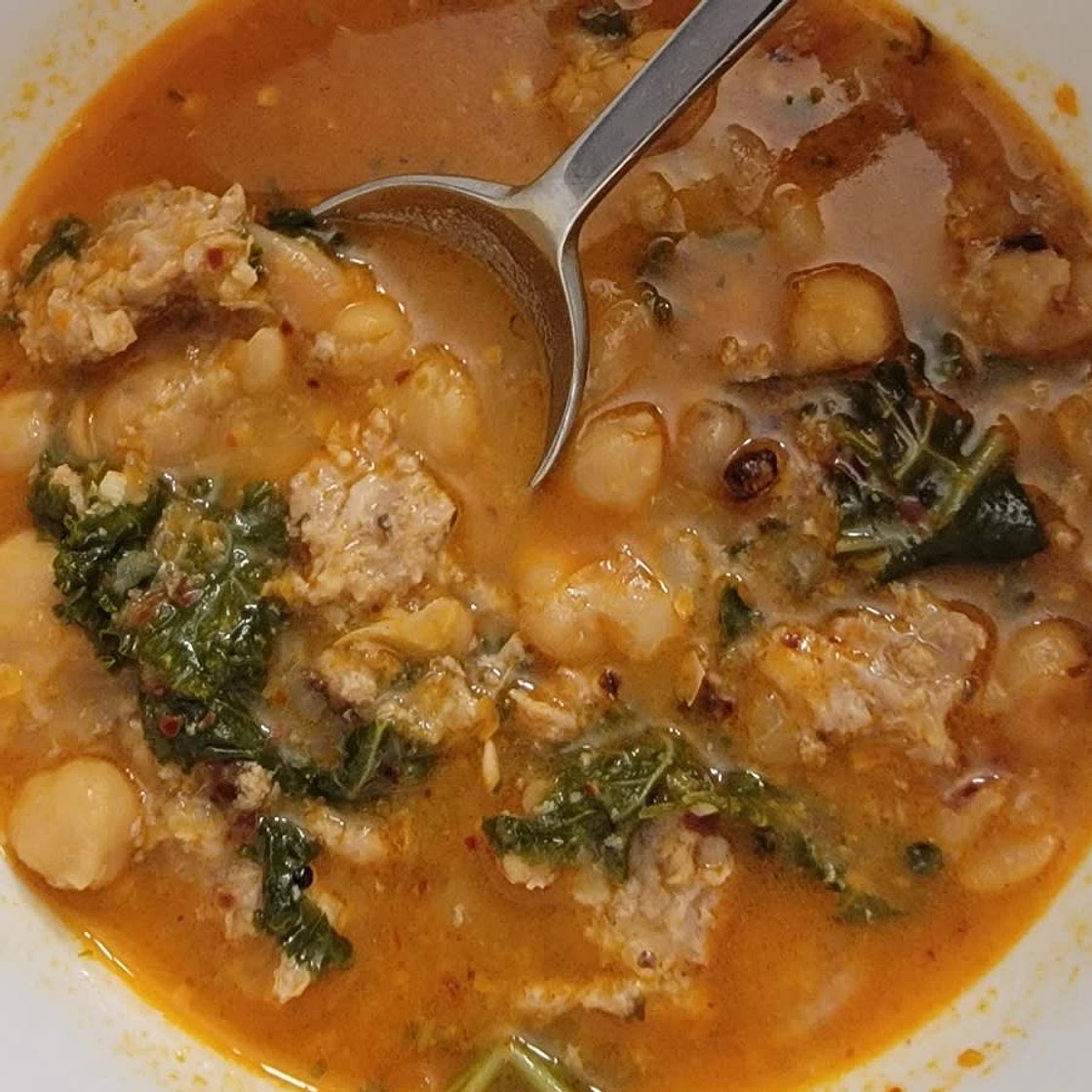 Kale Sausage & White Bean Stew With Chili Garlic Oil (Instant Pot Recipe)