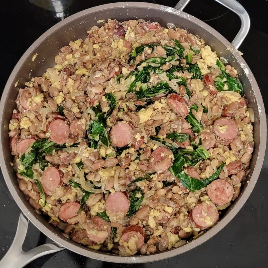 Feijão Tropeiro (Brazilian Beans with Sausage and Collard Greens)