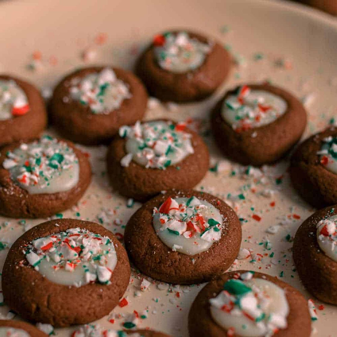 White Chocolate Candy Cane Thumbprint Cookies