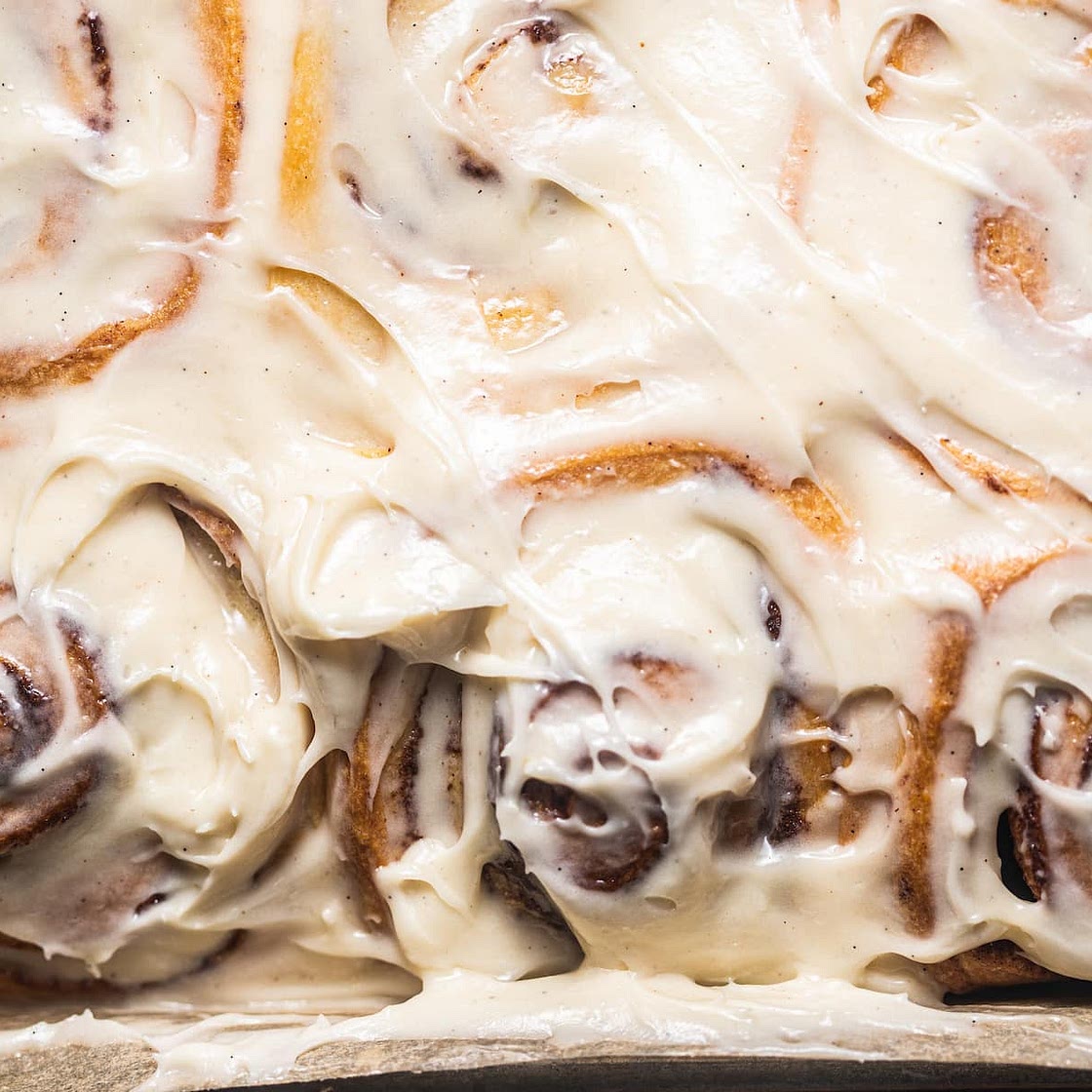 Overnight Brioche Cinnamon Rolls with Cream Cheese