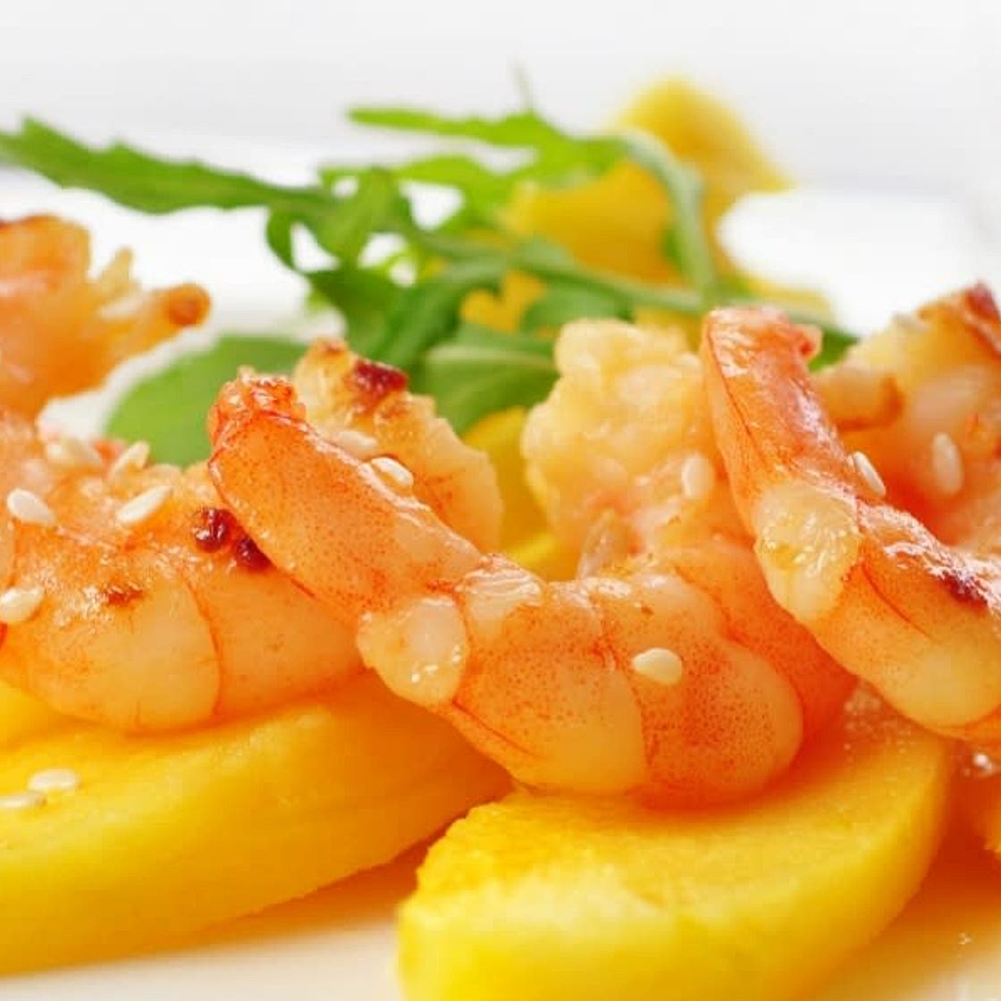 Gambas con mango brisa tropical