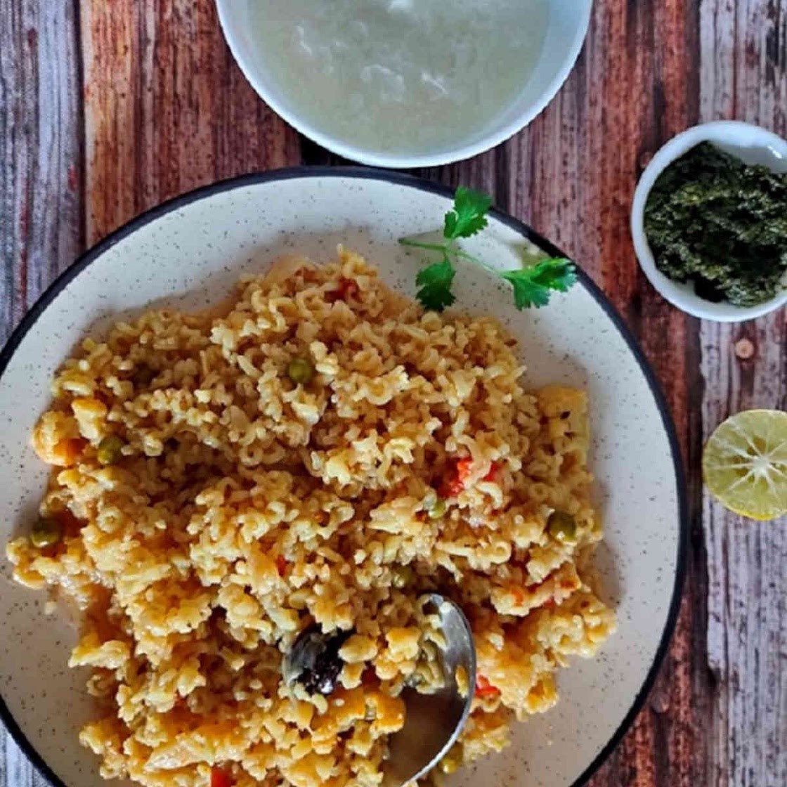 Healthy Veg Brown Rice Pulao {Pressure Cooker + Instant Pot}