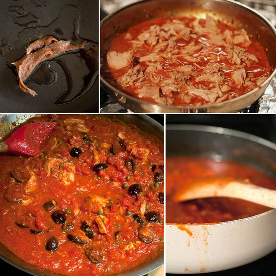 Penne à la calabraise : thon, anchois, olives et câpres - Recette Italienne