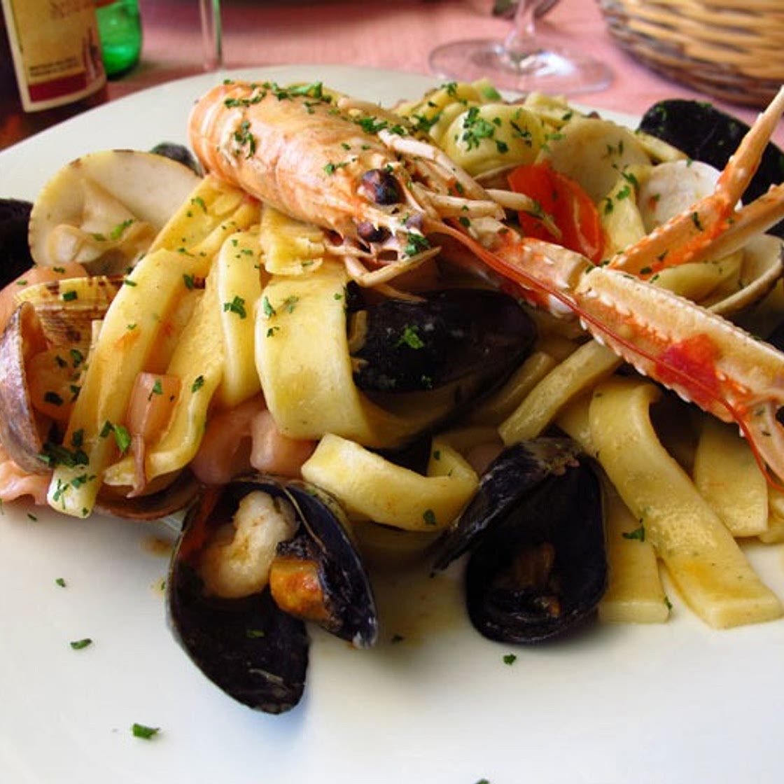 Pâtes aux fruits de mer : linguine, spaghetti - Recette Italienne
