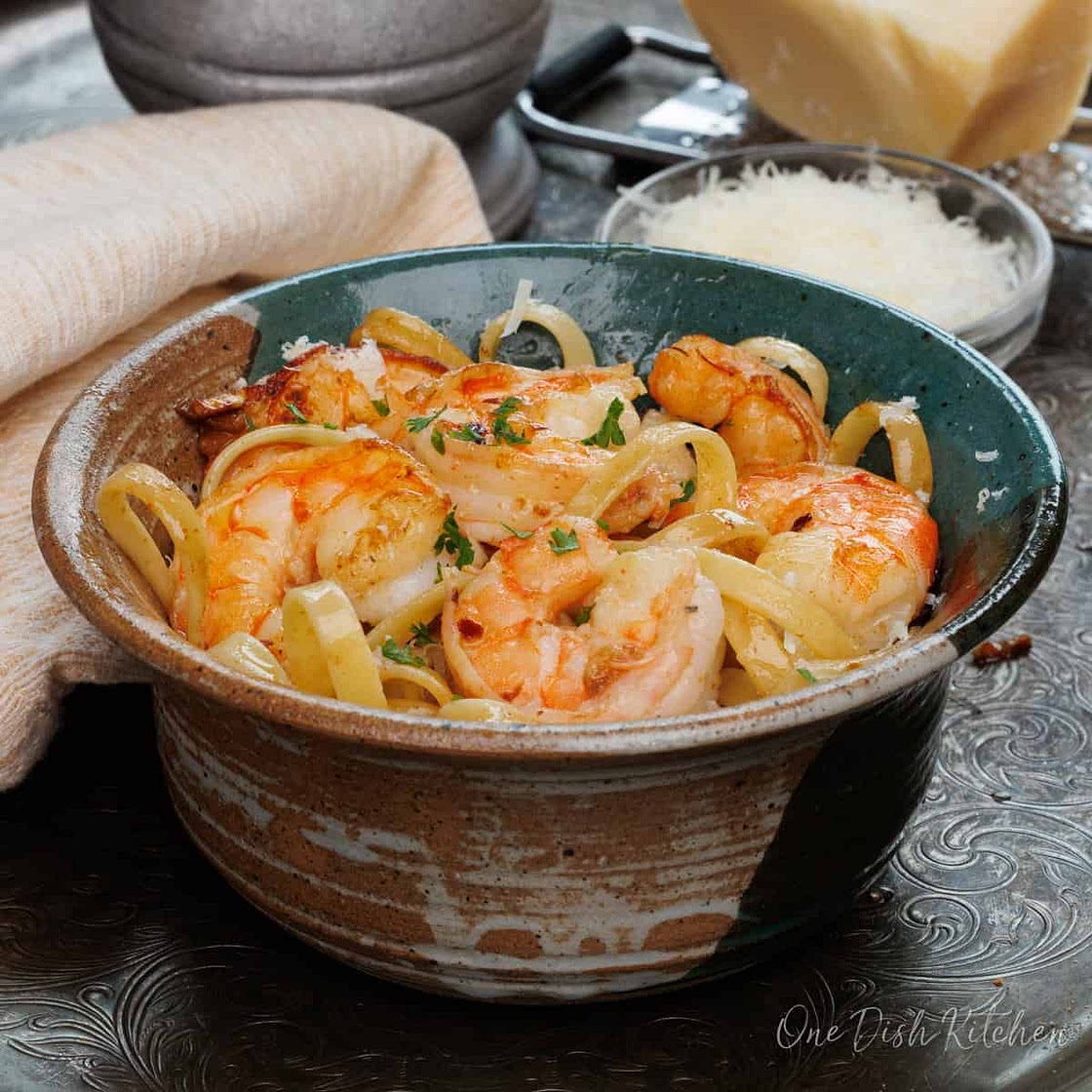 Shrimp Fettuccine For One