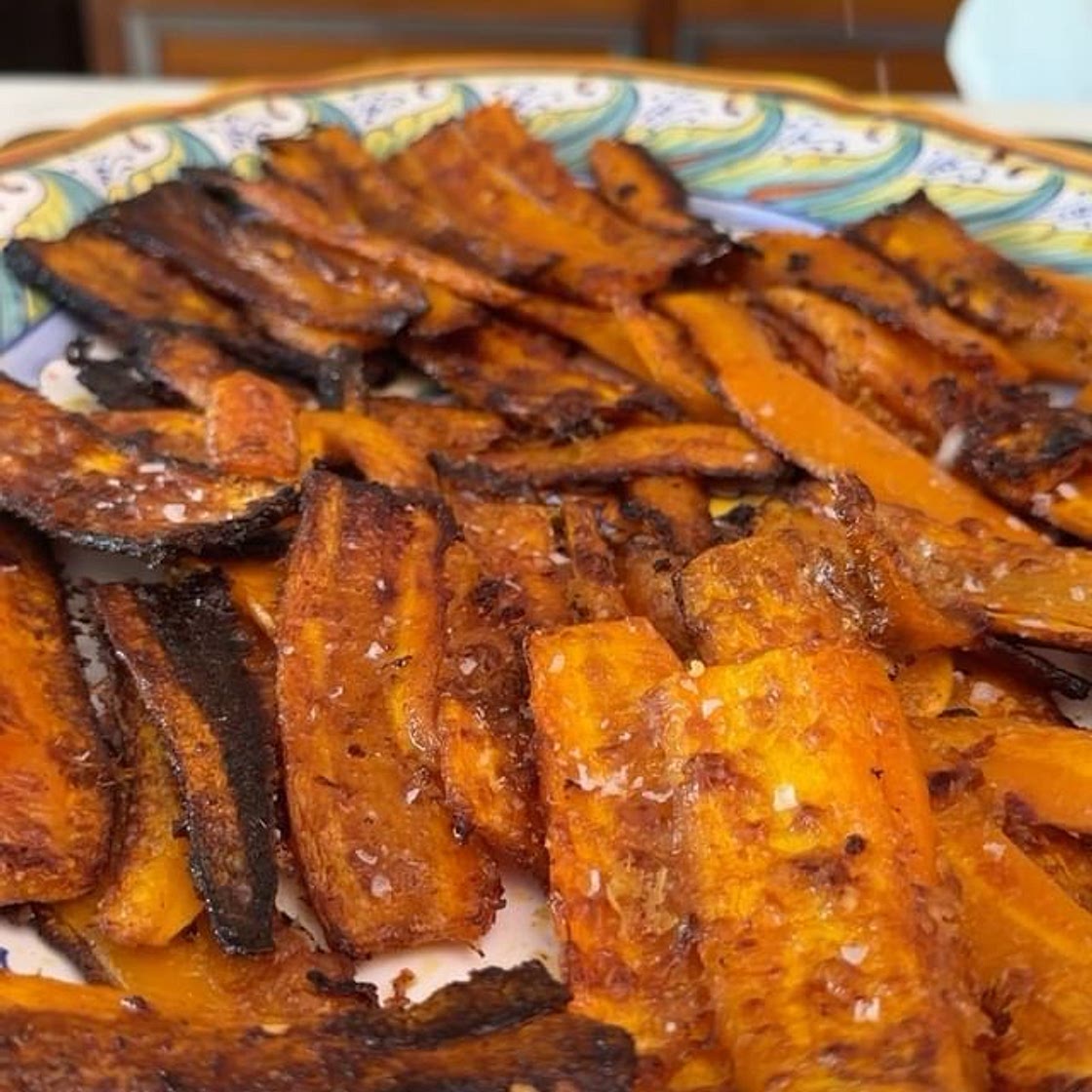 Roasted Crispy Carrots with Yogurt Dressing