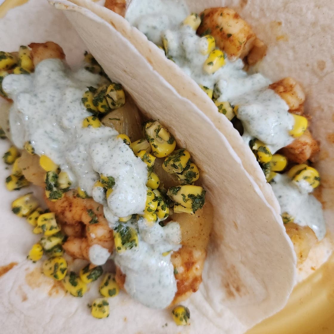 Sheet Pan Hawaiian Pineapple Shrimp Tacos with Creamy Jalapeño Special Sauce