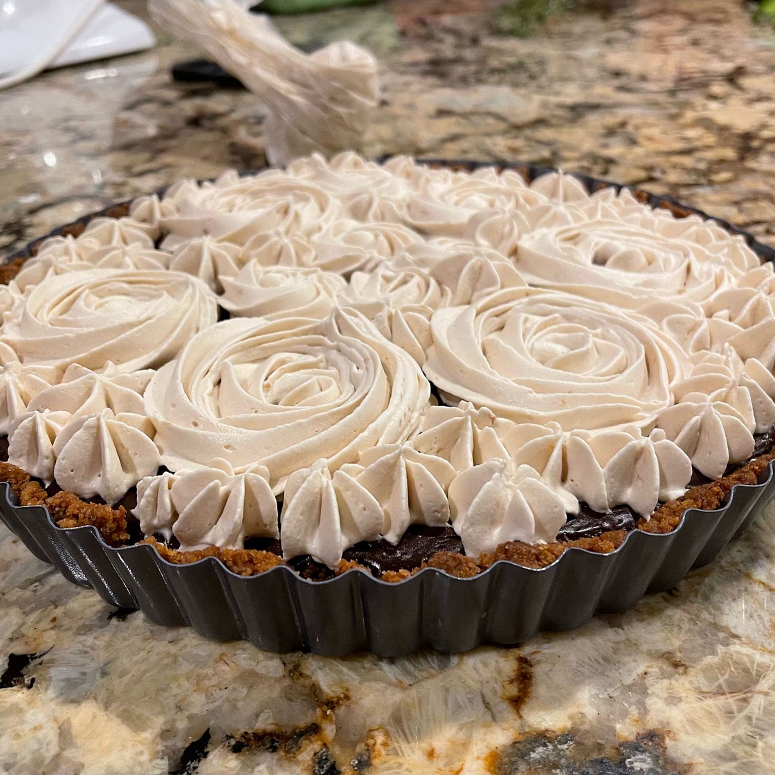 Dark Chocolate Tart with Espresso Whipped Cream