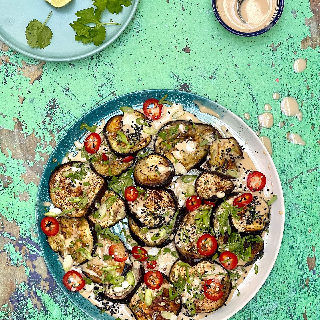 Creamy soy and garlic aubergines | John Gregory-Smith