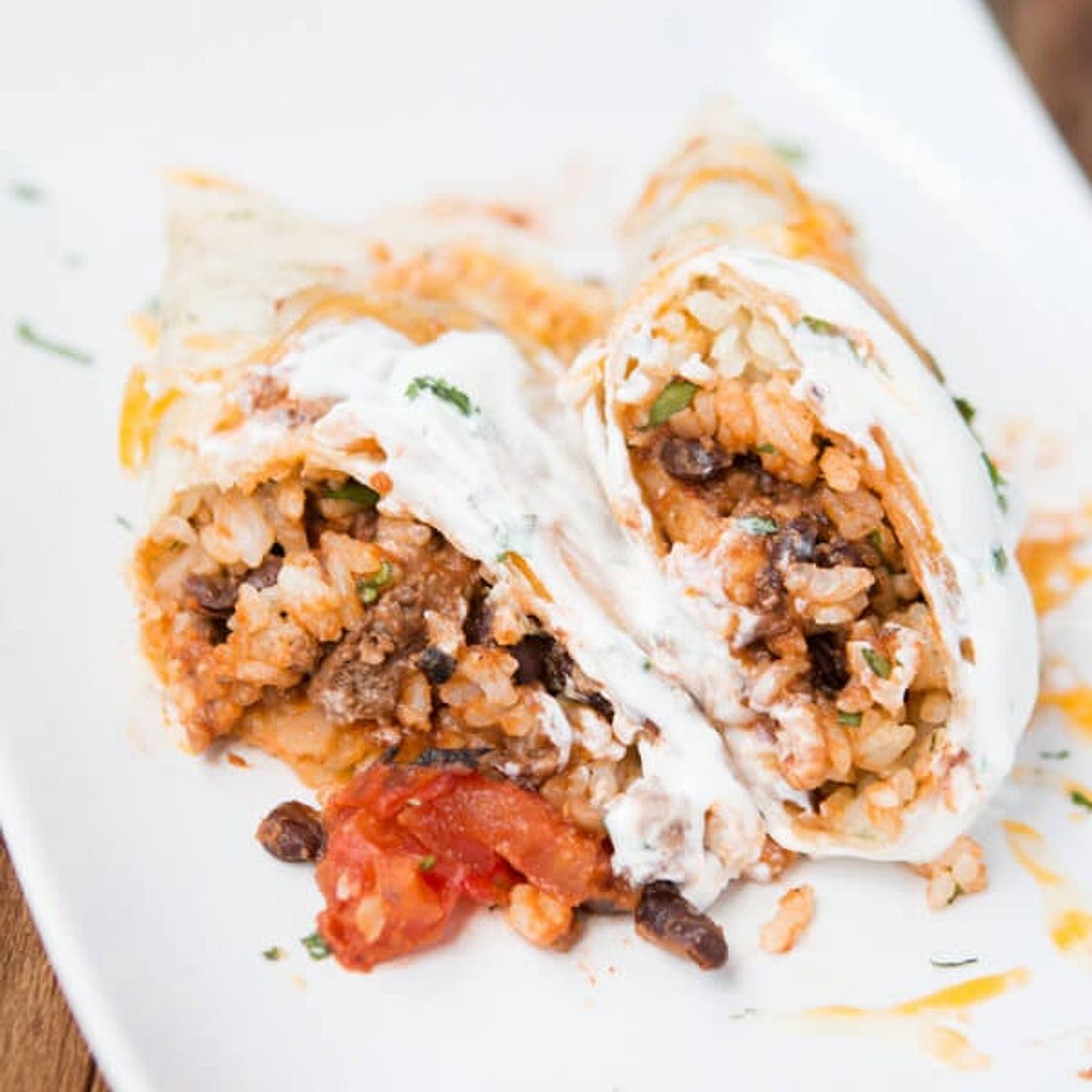 Freezer Meal Beef and Bean Burrito