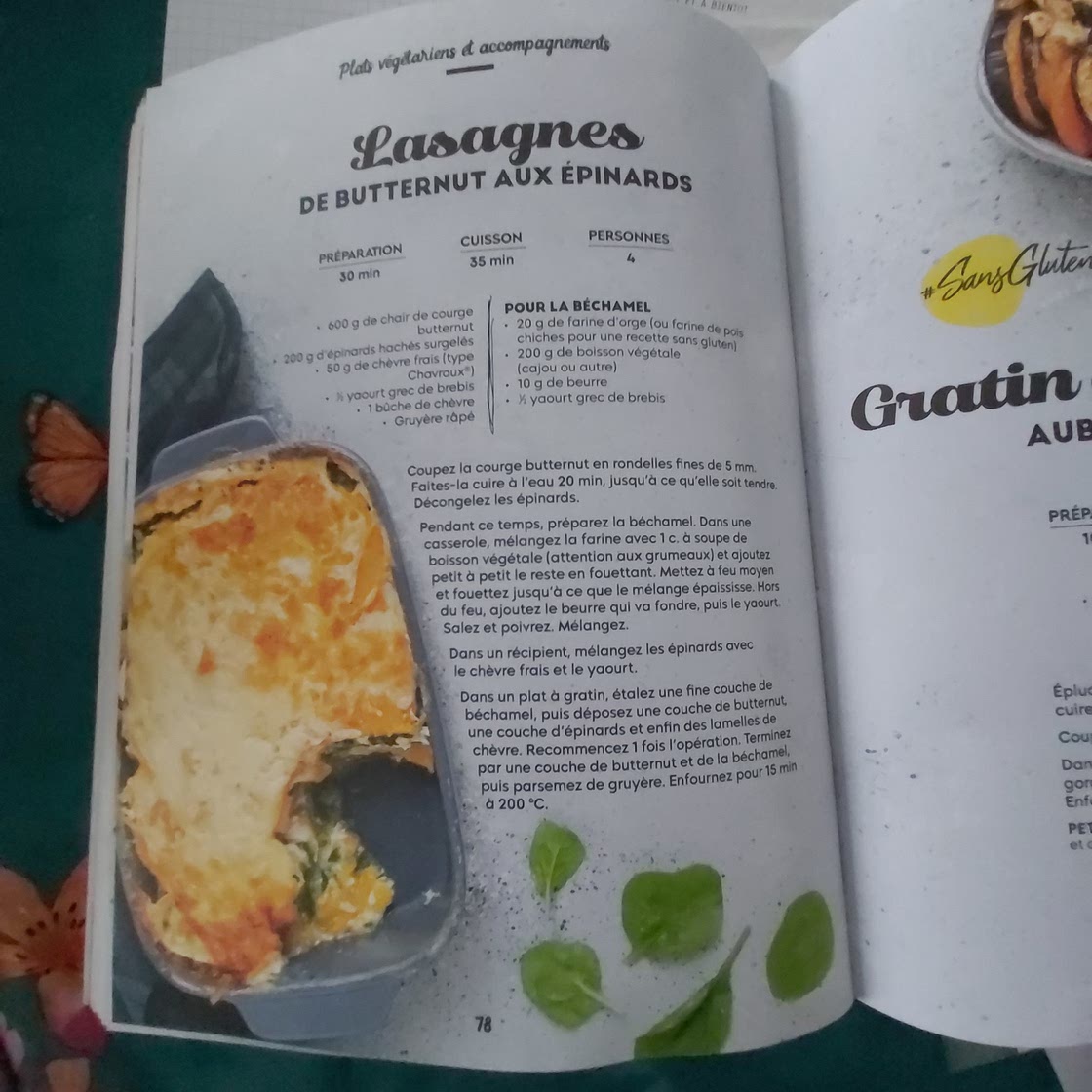Lasagnes de buternut aux épinards