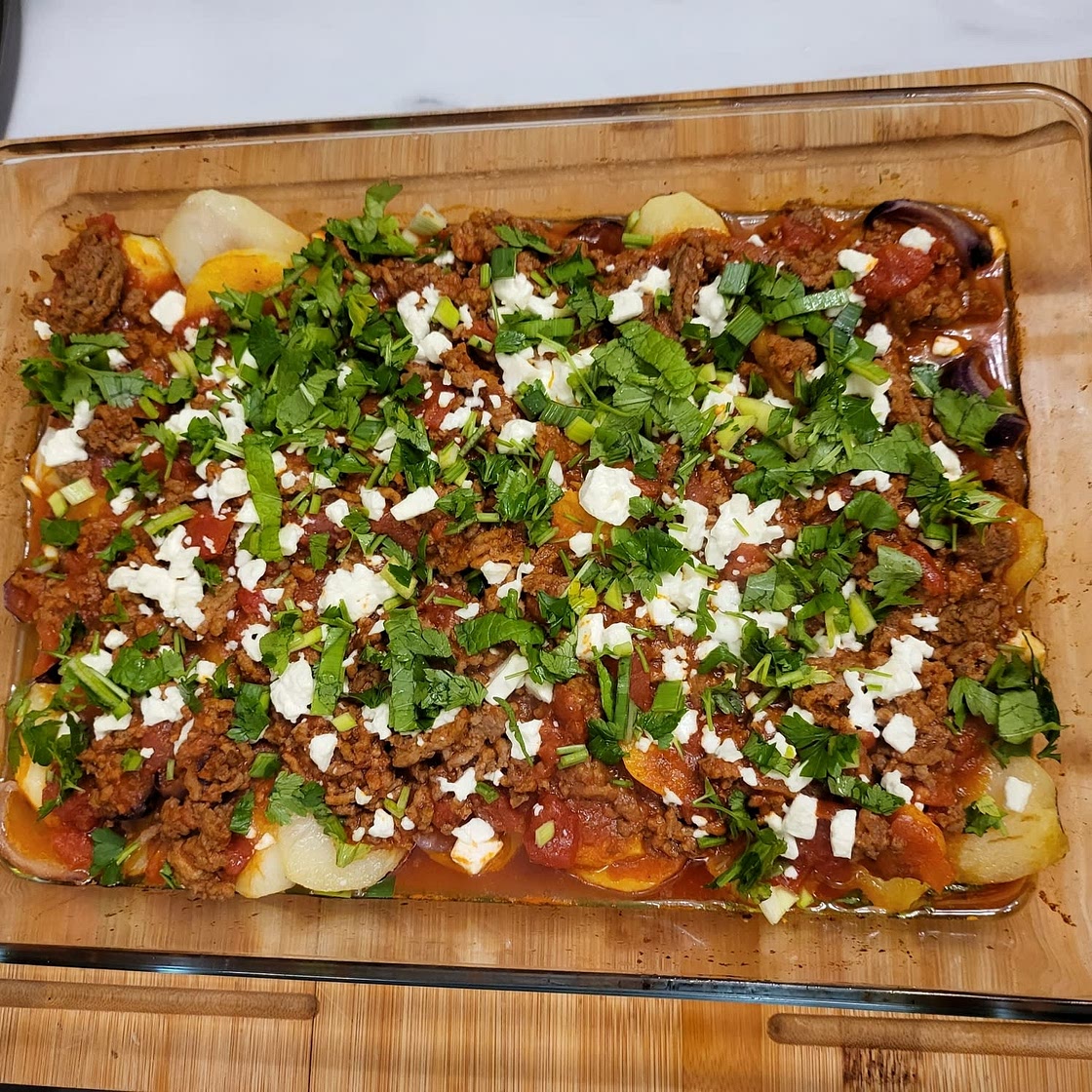 Harissa beef and crispy potatoes