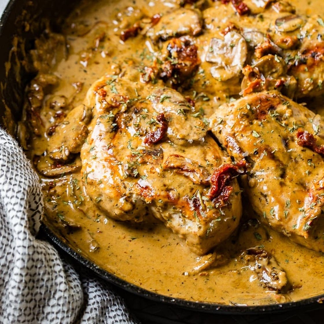 Quick and Easy Creamy Herb Chicken with Sun-Dried Tomatoes