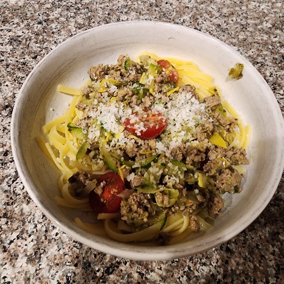 turkey and zucchini skillet with pesto
