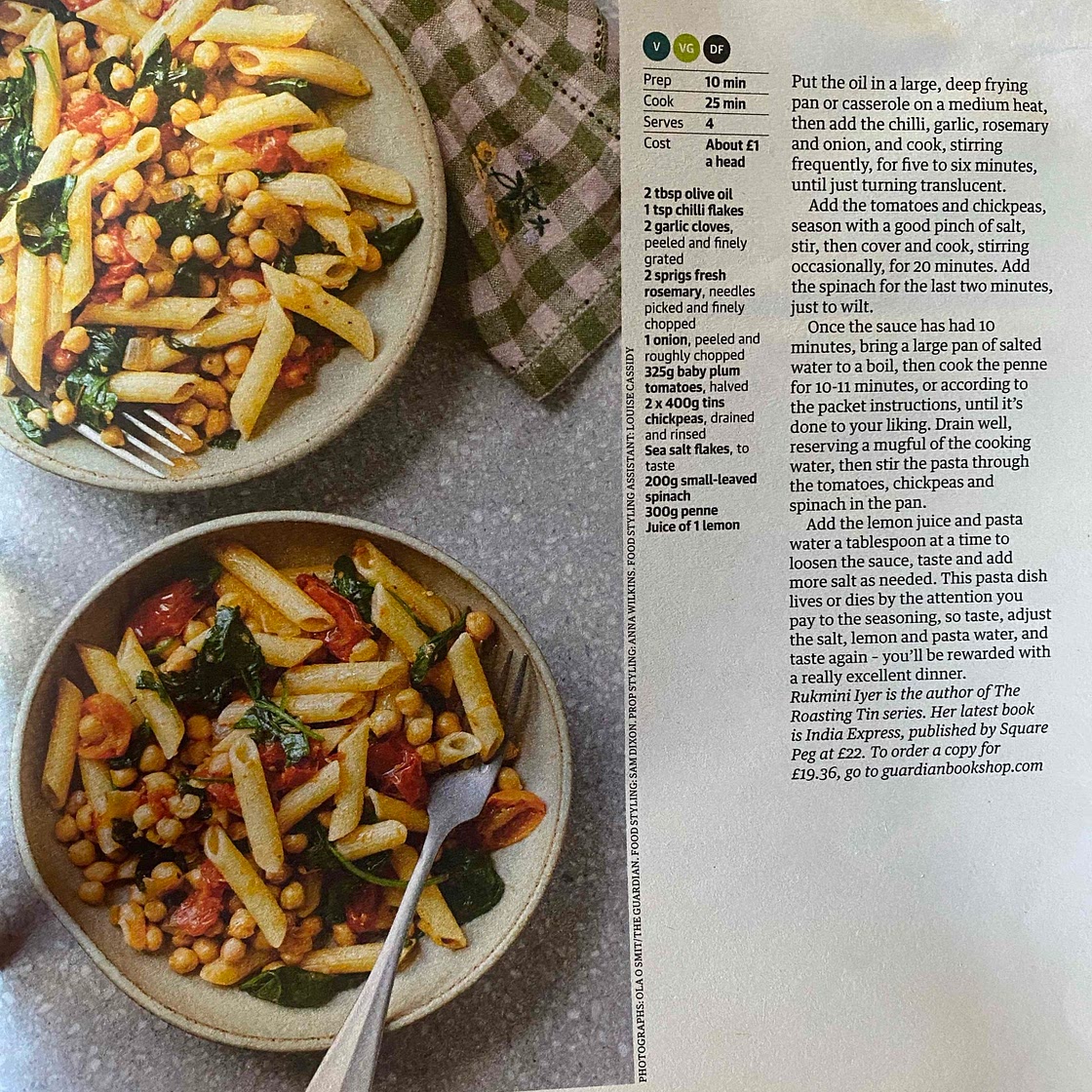 Chickpea, tomato and rosemary penne
