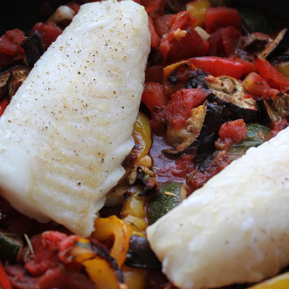 Baked Cod with Ratatouille