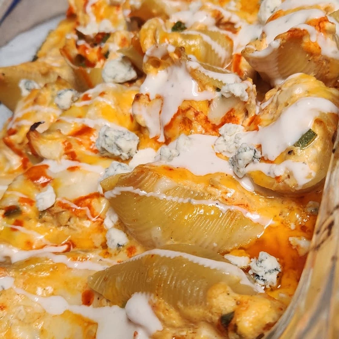 Buffalo chicken stuffed shells