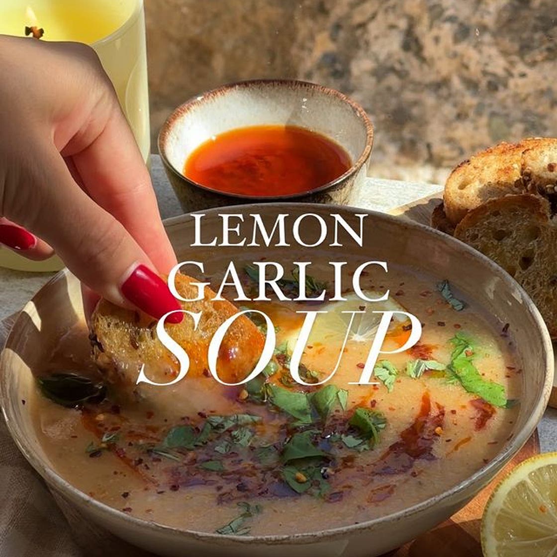 Creamyyyy Lemon Garlic Soup🍋