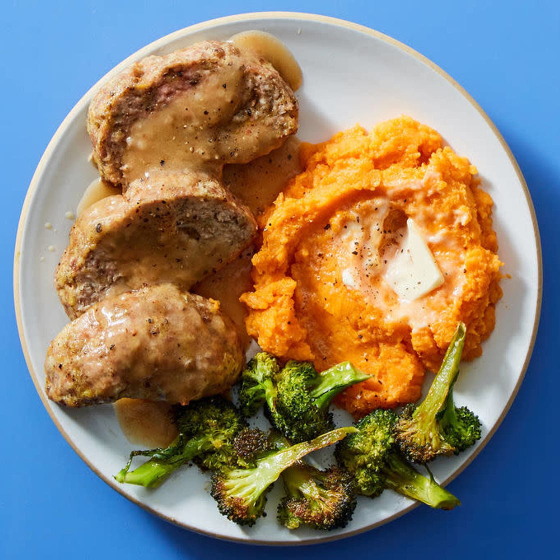 Turkey Meatloaf with Sweet Potato Mash