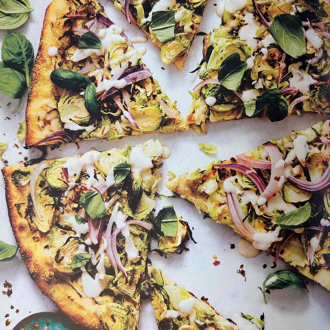Shredded Brussels Sprouts White Pizza
