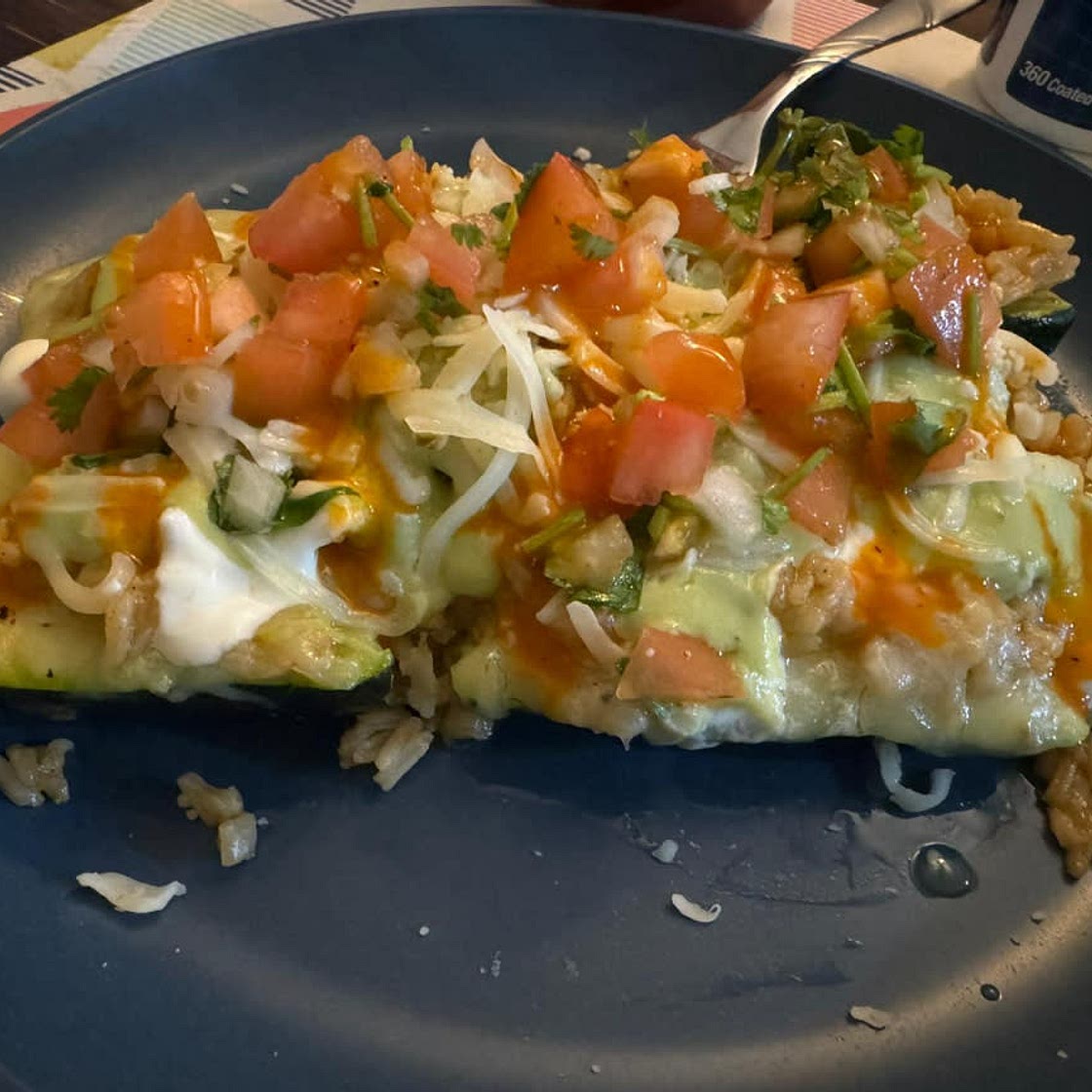 Southwest Stuffed Zucchini Boats with Pico de Gallo, Avocado Crema & Cilantro