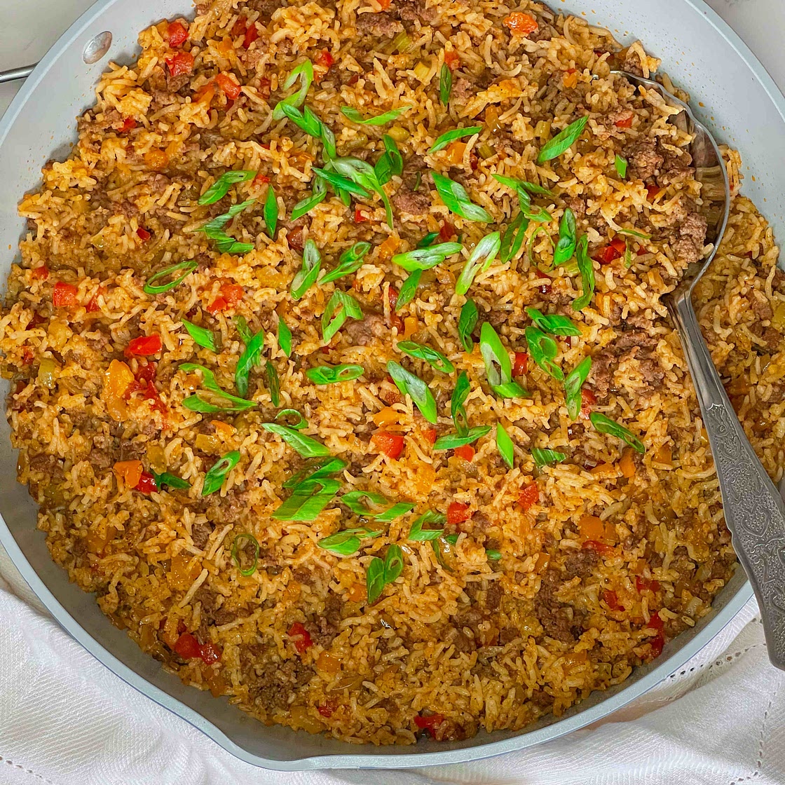 One Pan Cajun Dirty Rice