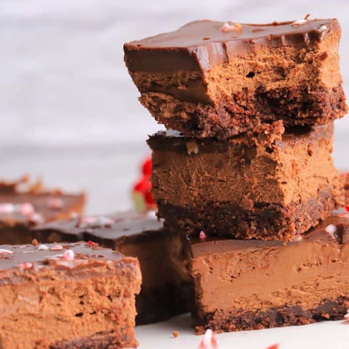 Sugar Free Peppermint Mocha Cheesecake Bars