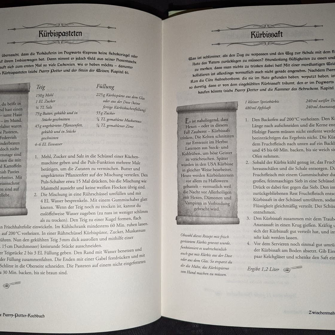 Harry Potter Kürbispasteten und Kürbissaft