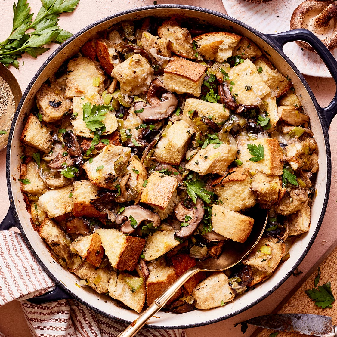 One Pot Sourdough Wild Mushroom Stuffing