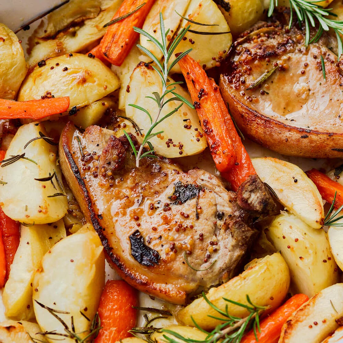 Honey Mustard Pork Chop Tray Bake