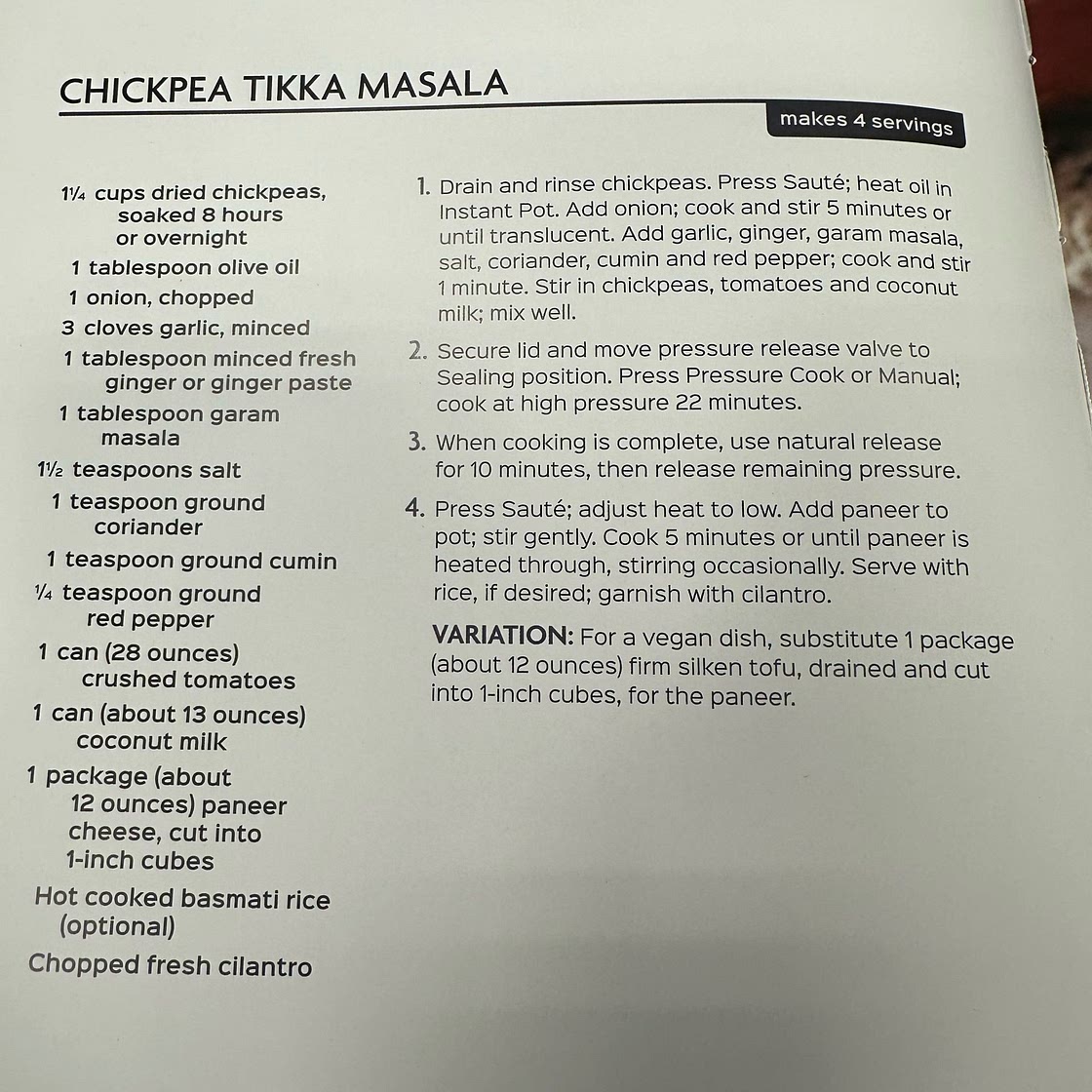 Curry Chickpea Tikka Masala