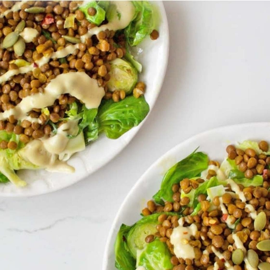 Sautéed Brussel Sprouts with Lentils