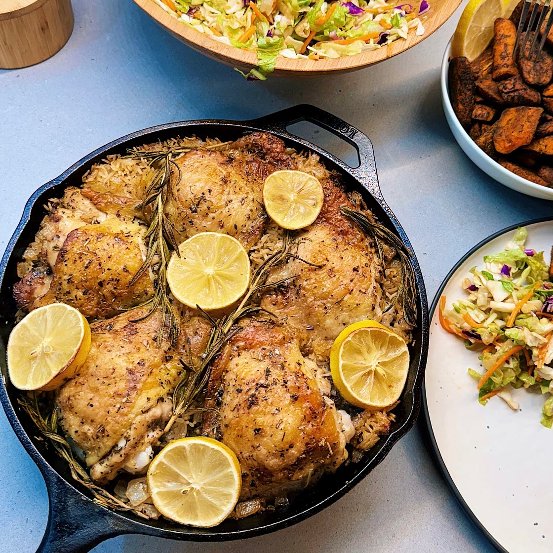 One Pan Lemon Herb Chicken & Rice