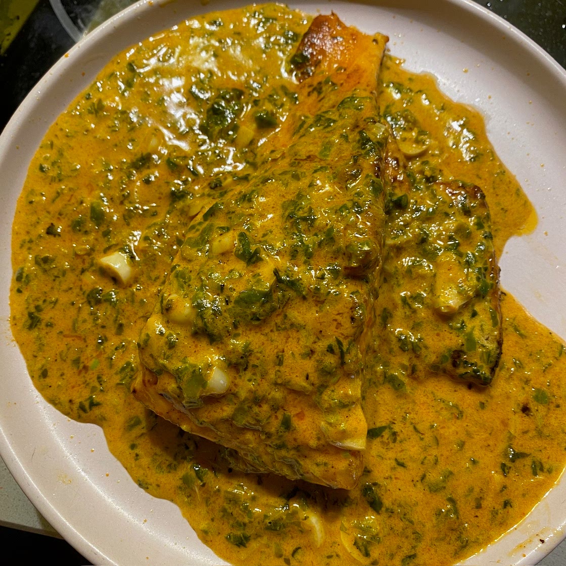 Salmon with Spicy Herbed Cream Sauce