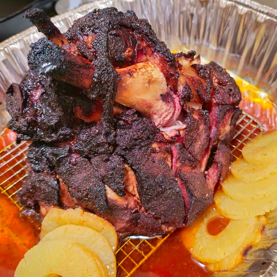 Smoked BBQ Apricot/Pineapple Pulled Ham.