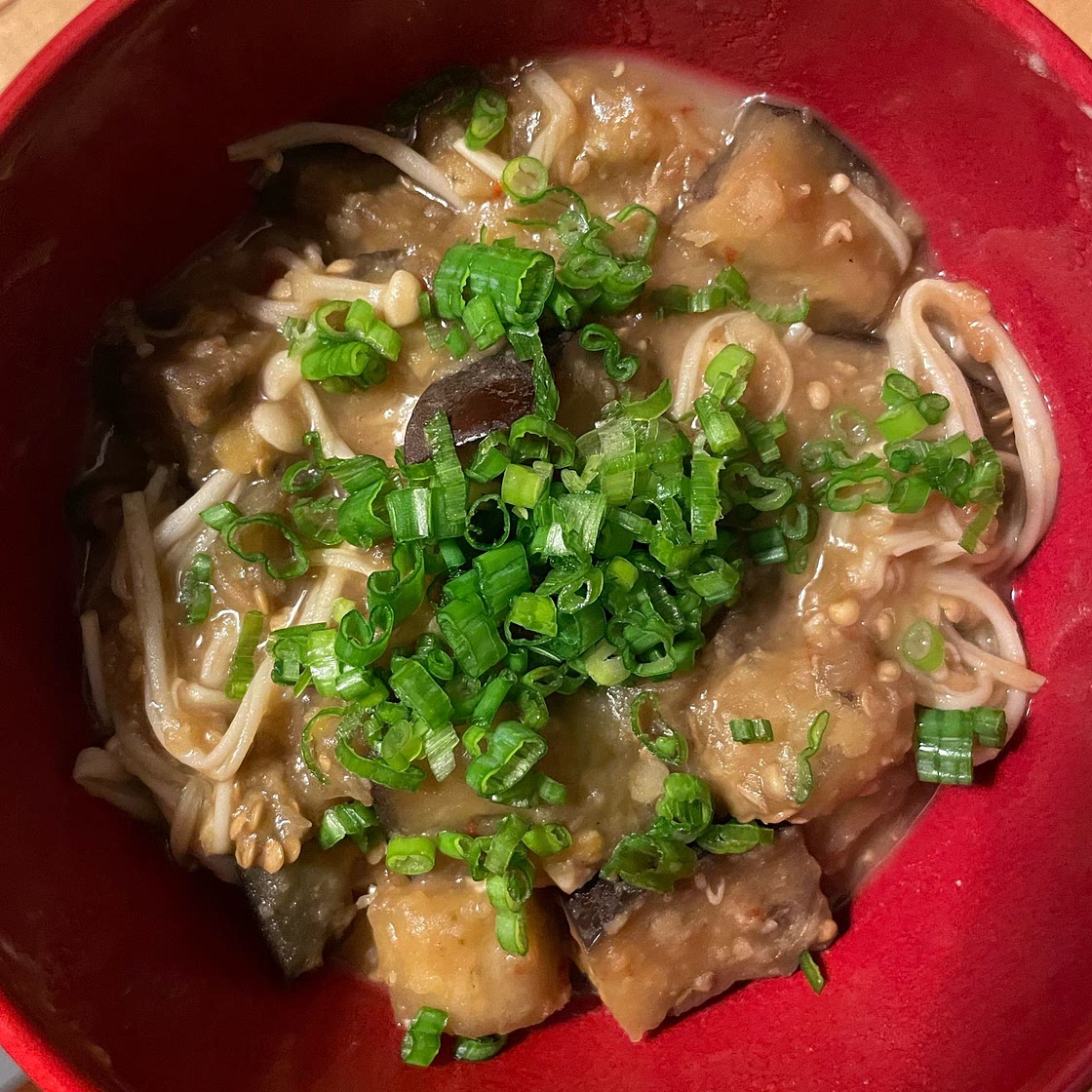 Spicy Eggplant Stir-fry with Enoki Mushrooms